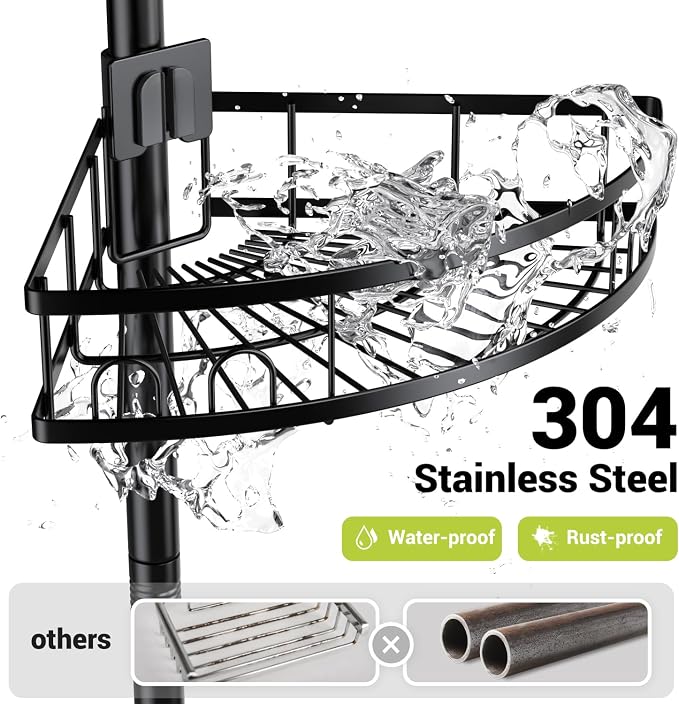 Aitatty Corner Shower Caddy Standing: 4-tier Rustproof Shower Organizer Shelf - Floor Shower Corner Shelf for Bathroom, Renters, Apartment & Dorm - Image 2