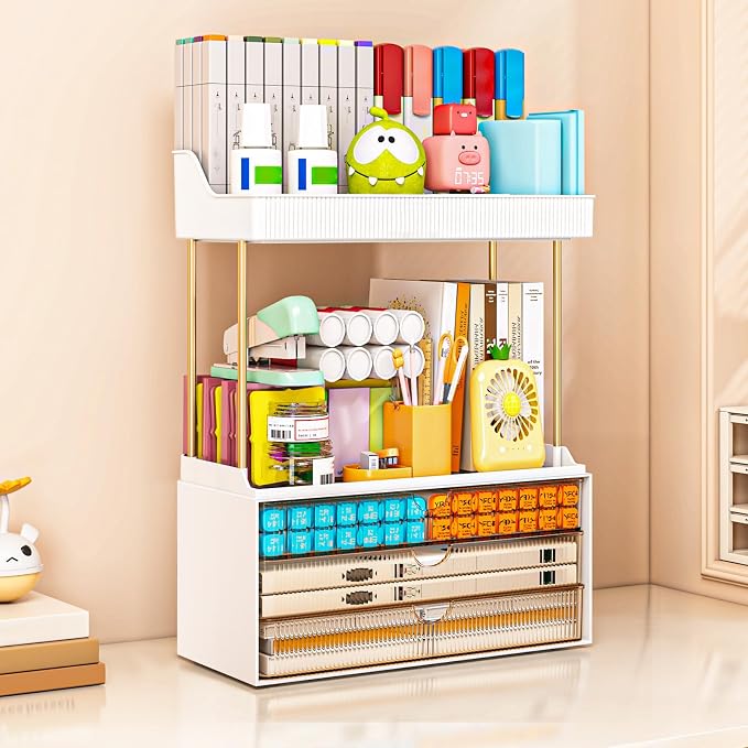 caktraie Bathroom Organizers and Storage - 3 Drawers 2 Tier Makeup Organizer, Cosmetic Storage Drawer for Dresser Countertop and Bathroom Vanity for Large Skincare, Perfume, Amber - Image 6