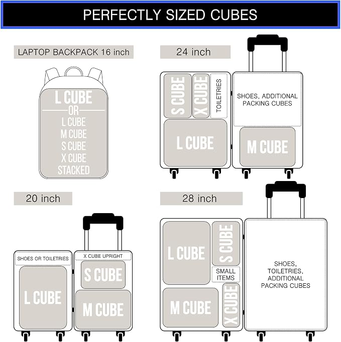 Premium Ultralight Compression Packing Cubes for Travel - Bag Factor Luggage Organizer Set (Double Sided Clean Dirty - Black - 4 Set) - Image 6