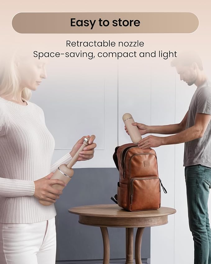 Portable Bidet for Travel & Camping - Manual Squeeze Handheld Peri Bottle for Feminine Hygiene, 3 Leak-Proof Seals, Extendable Sprayer with Rotating Nozzle for Men & Women (Khaki, General)