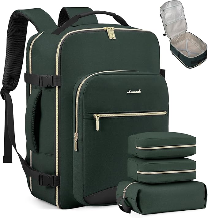LOVEVOOK 50L Travel Backpack Flight Approved Carry on Backpack,3 Packing Cubes,Waterproof Personal Item Travel Bag,TSA Carry on Luggage Suitcase Travel Essentials,Gifts for Women & Men,fits 18" Laptop by LOVEVOOK