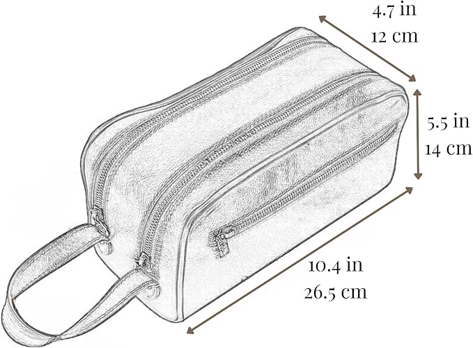 Time Resistance Leather Cosmetic Bag - Italian Toiletry Dopp Kit (Black) - Image 7