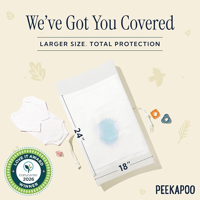 Peekapoo - The Original Disposable Baby Changing Pad Liners – 50 Pack | Super Soft, Waterproof, Ultra Absorbent | Portable, Travel-Friendly, Mess-Free Diaper Changes Anywhere | Super Soft, Waterproof, Ultra Absorbent, Fragrance-Free, No Dyes, 24 x 18 I... - Image 2