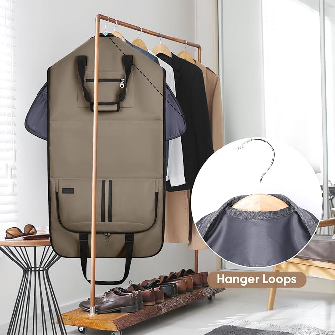 BALEINE Travel Garment Bag, Travel Suit Bag for Men, Water Resistant Carry on Garment Bag for Hanging Clothes, Garment Duffel Bag for Travel Business (Brown-Convertible) - Image 10