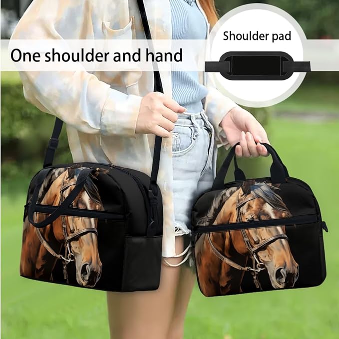 Boys Brown Horse Black School Backpack for Girls Schoolbag Book Daypack Knapsack Rucksack Lunch Bags Pen Pencil Case Protective Water Bottle Cup Holder Cover Stationery Bag - Image 3