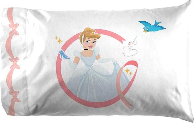 Jay Franco Kids Sheet Set with Fitted, Flat Sheets & Pillow Cover - Ultra-Soft Bedding with Pillowcase for Room Decor, White - Princess Cinderella, 4 Piece Full - Image 4