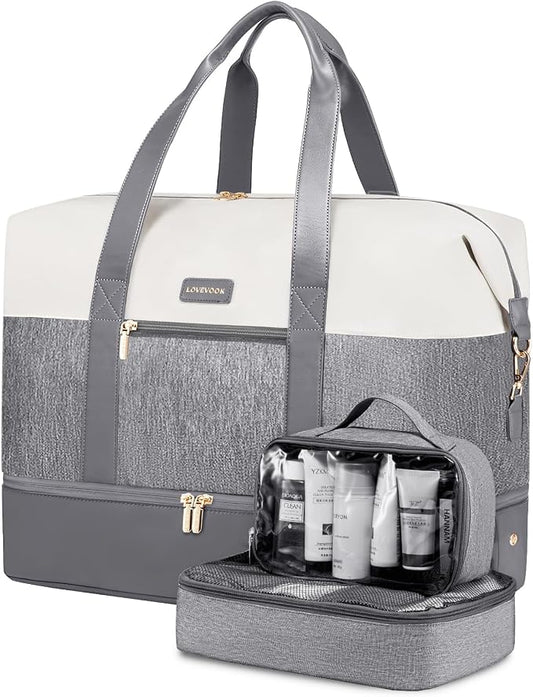 LOVEVOOK Weekender Bag for Women, Large Duffle Bag for Travel with 2 Packing Cubes, Carry on Overnight Bag with Shoe Compartment, Mom Hospital Bags for Labor and Delivery by LOVEVOOK