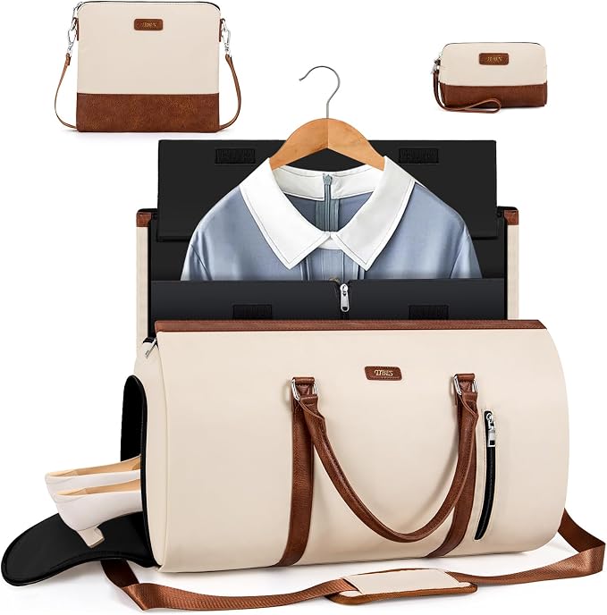 Convertible 2-in-1 Garment Bags for Travel, 50L Carry On Garment Duffle Bag With Shoe Compartment Large Weekender Bag for Women Men Hanging Suitcase Suit Travel Duffel Overnight Bags 4pcs Set - Image 8