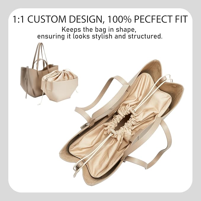 Premium Canvas Bag Organizer Insert for Cyme Large Bags, Sturdy & Lightweight Handbag Organizer with Unique Drawstring Closure, Purse Insert with 8 Compartments Including Zipper Pocket/L - Image 6