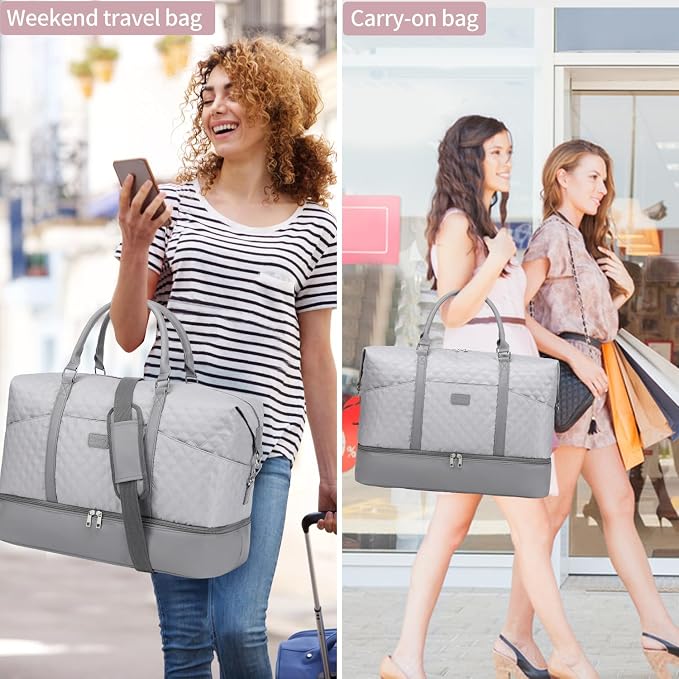 Weekender Bag, Large Travel Duffel Bag for Women, Carry on Overnight Bag with Shoe Compartment and Toiletry Bags - Image 9