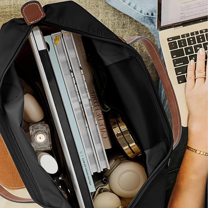 Tote Bag for Women with Purse Organizer Insert, Foldable Waterproof Nylon Bag for Travel, and Daily Use,Medium Size. - Image 2
