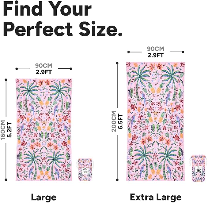 Dock & Bay Beach Towel - Quick Dry, Sand Free - Compact, Lightweight - 100% Recycled - Includes Bag - Pink Paradise - Large (160x90cm, 63x35) - Image 5