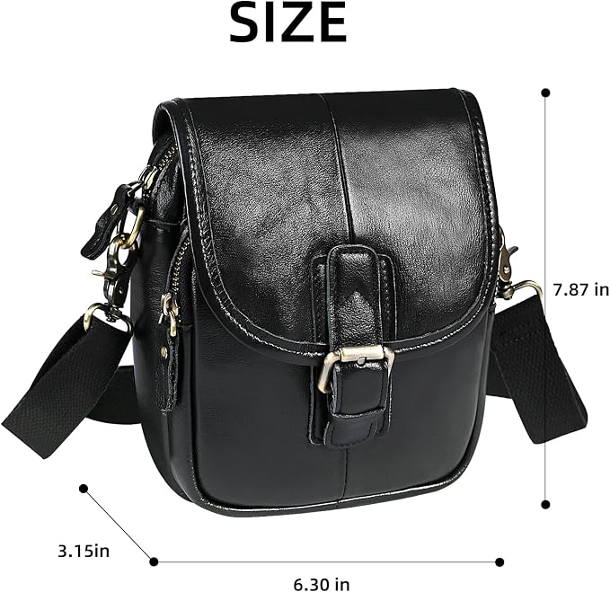 Water Resistant Canvas + Leather Hiking Riding Travel Fanny Waist Pack Small Phone Pouch For Men Women FB811-29 (1168-Black) - Image 7