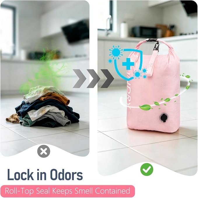 WiseBoy 2 Pack Travel Laundry Bag, Compression Storage for Dirty Clothes | waterproof nylon keeps gym & swim gear separate from clean clothes, easy-carry handles, pump-free compression saves space - Image 4