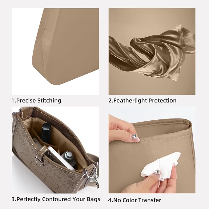 DGAZ Silky Purse Organizer Insert Fits Evelyne TPM/PM/GM/TGM Bags, Luxury Handbag & Tote Organizers, Simplicity bag organizer(Chai,PM) - Image 3