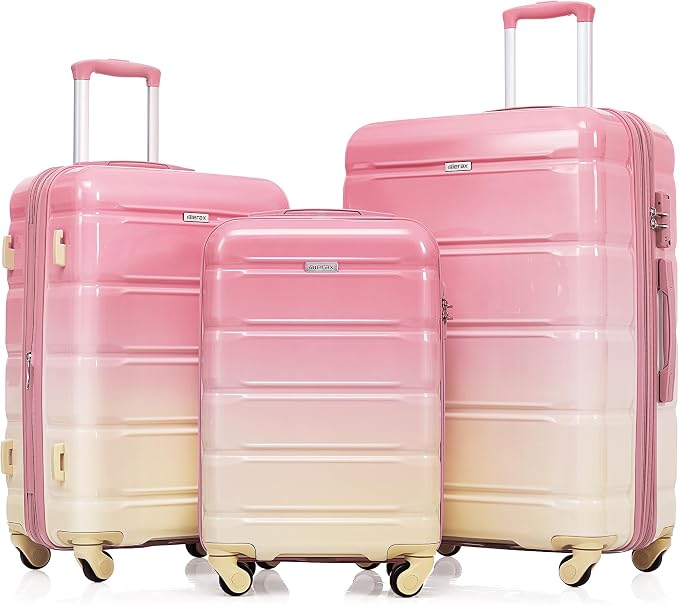 3 Piece ABS Hardshell Suitcase Sets – Lightweight, Tough & Scratch-Resistant by Merax