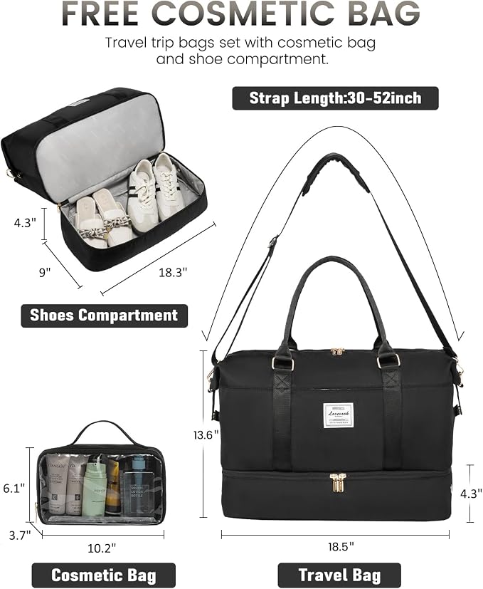 LOVEVOOK Travel Bag Weekender Bags for Women, Carry on Overnight with Shoe Compartment,Duffle Bag with Laptop Pocket,Hospital for Labor Delivery,Gym Tote with Toiletry - Image 2