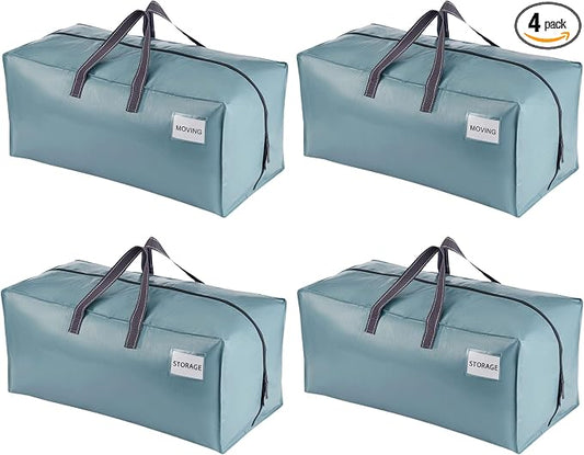 VENO 4 Pack Heavy Duty Moving Bags with Backpack Straps, Zippers & Handles, Extra Large Packing Bags for College Dorm Essentials, Moving Supplies Alternative to Cardboard Moving Boxes by Veno