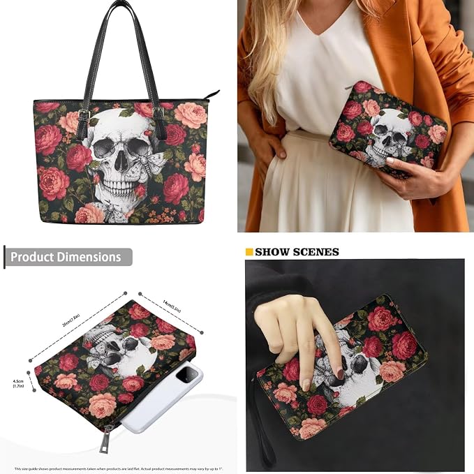 Women Purse Handbags Wallet Sets Leather Shoulder Tote Bag for Women,Top Handle Purse with Wrist Wallet Bag - Image 5