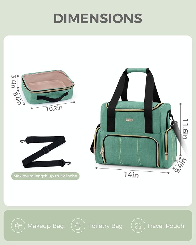 BALULHG Large Travel Makeup Bag with 2 Removable Cases, Cosmetic Bag with Multiple Storage Sections, with Multiple Storage Sections,Double Layer Big Travel Make Up Organizer Case,Travel Toiletry Bag - Image 2