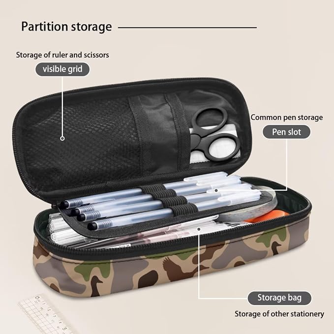 Duck Hunting Camo Boys Backpack Set 4-Piece, Waterproof Camouflage School Bag with Insulated Lunch Box & Pencil Case, Lightweight Outdoor Bookbag for Kids Ages 5-12 Grades K-5 - Image 6