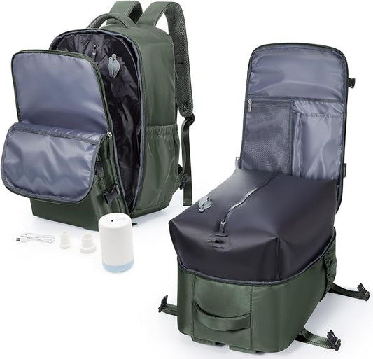 winspansy Vacuum Backpack Travel Essentials with Air Pump Compression Bags for Travel Carry on Flight Approved Seal Vacpack Personal Item Backpack with Vacuum System for Women Men Dark Green by winspansy
