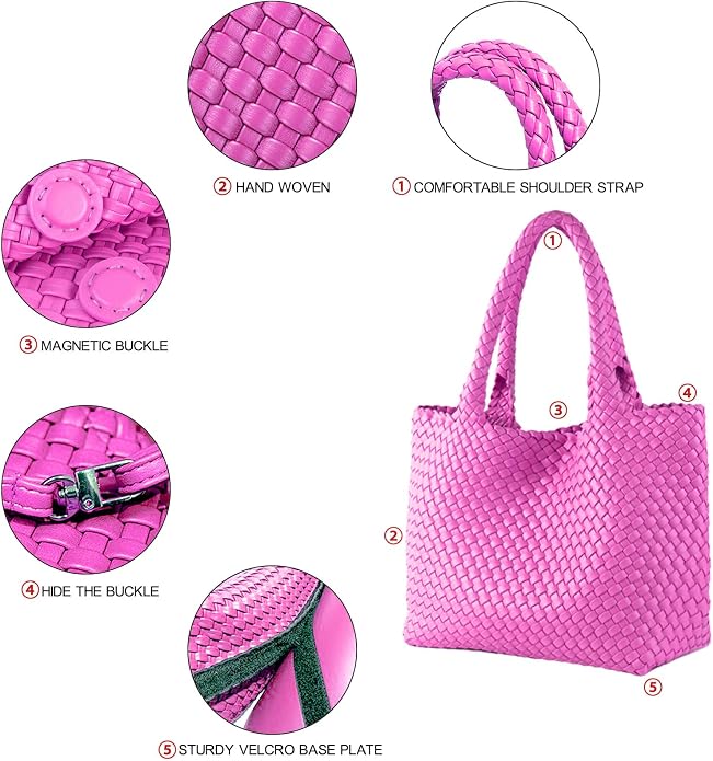 JINMANXUE Fashion Woven Bag Shopper Bag Travel Handbags and Purses Women Tote Bag Large Capacity Shoulder Bags - Image 6
