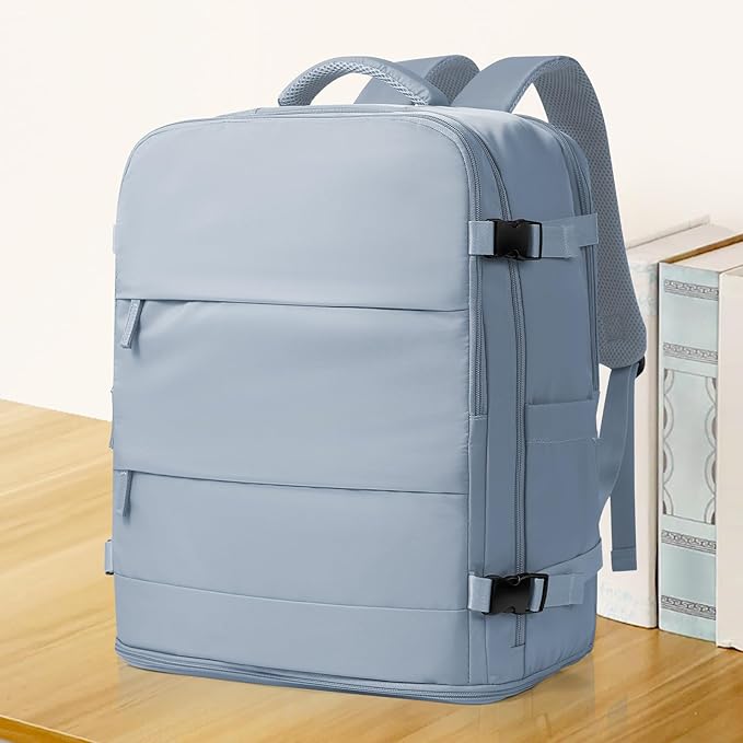 coowoz Travel Backpack Carry On for Women Man Gym Backpacks with Laptop Compartment Mochila de Viaje Teacher Personal Item Backpack Airplane Accessories Must Haves Grey Blue 20L - Image 2