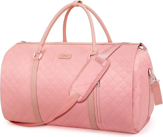 Convertible Garment Duffle Bags for Travel - Carry On Garment Bags With Toiletry Bag, Large Weekender Bags for Women Men 2 in 1 Hanging Suitcase Suit Travel Duffel Bags (Y23 Pink) by TIBES