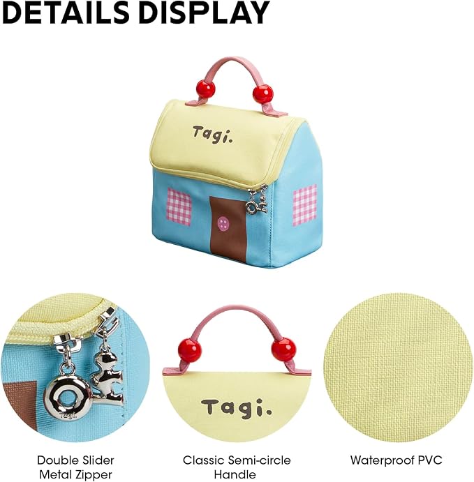 Tagi. Signal House Large Capacity Travel Makeup Bag, Waterproof PVC Cosmetic Bag for Women, Wide-Open Flat Pouch for Brushes & Skincare, Portable Organizer with Handle & Dividers - Image 5