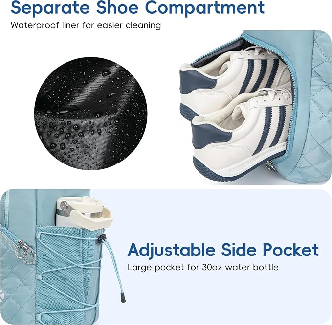 KAVIGOR Pickleball Tote Bag for Women with Fence Hook, Quilted Pickleball Bag Holds 3-4 Paddles with Shoe Compartment - Image 4
