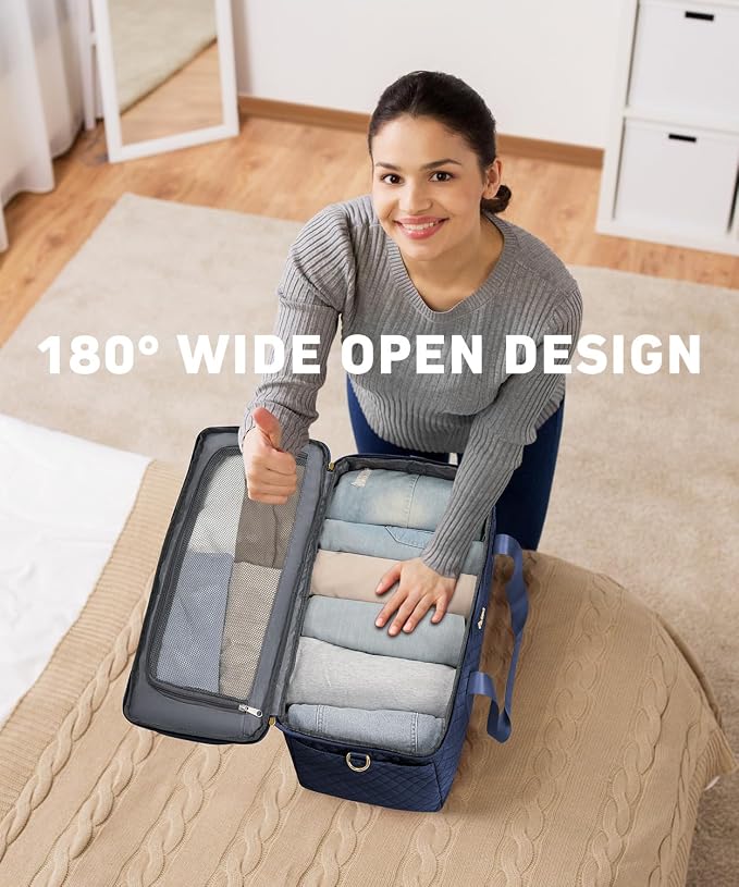 Weekender Bags for Women, Wide Open Large Travel Duffle Bag with Shoe Compartment, Overnight Carry on Bag Personal Item Travel Bag with Wet Pocket (Blue) - Image 3