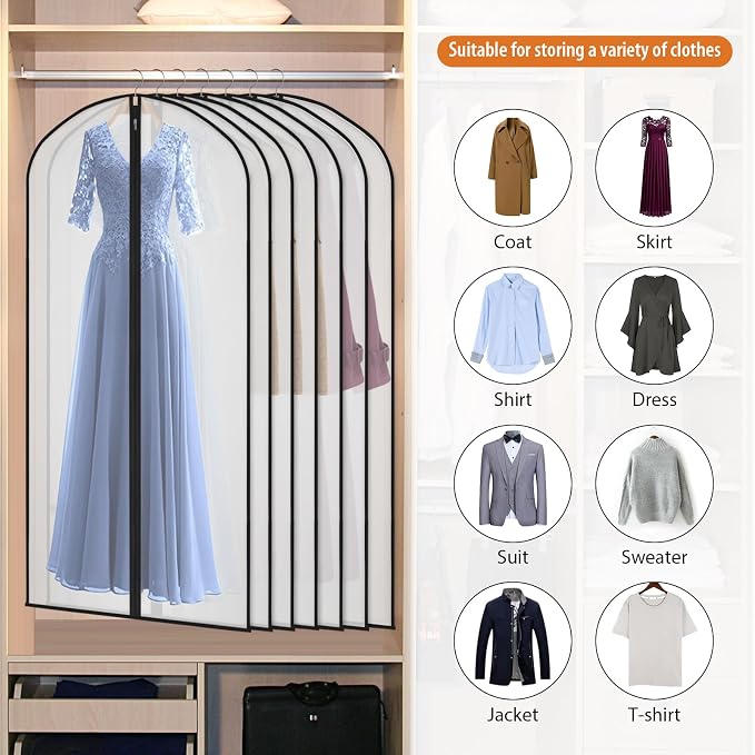 Garment Bags Clear Suit Bag for Closet Storage (60"12pcs-Black Edges) - Image 4
