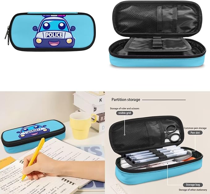 Police Car Kids Backpack for Boys Elementary Kindergarten Preschool School Bag Girls Bookbag with Lunch Box and Pencil Bag Set 3-in-1, Blue - Image 6