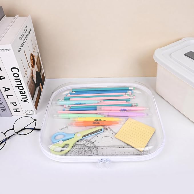 honitty Clear Hard Shell Zipper Case,3PCS Transparent Clear Laser Zipper Pouches,Hard Side Plastic Case Set,Portable Travel Storage Organizer Bins - Image 6