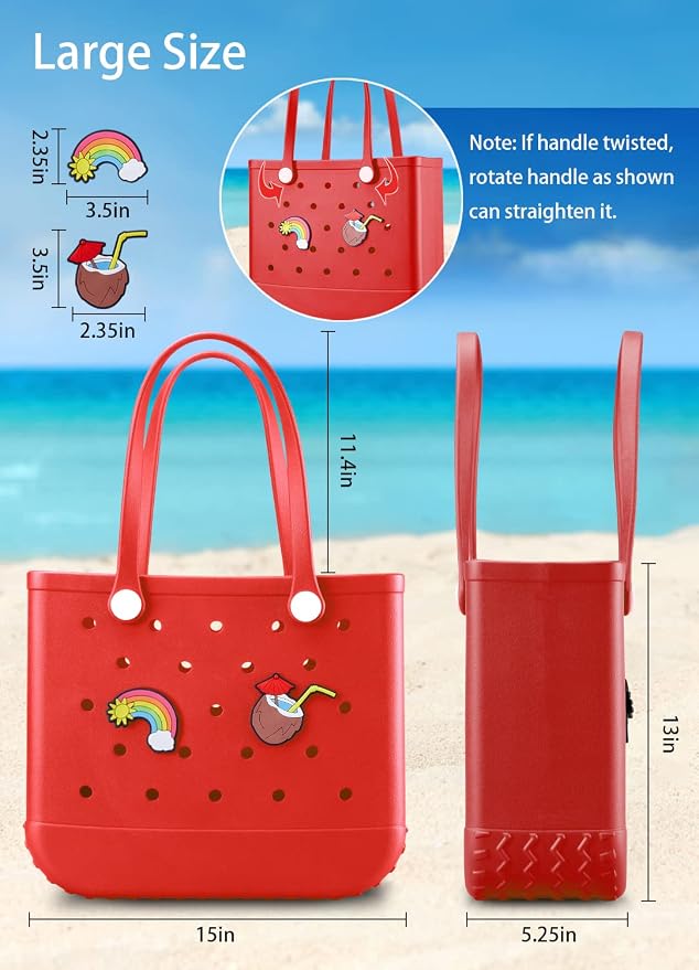 Baonat Beach Bag Rubber Tote Bag - Waterproof Travel Bag for Women Washable Tote Bag Handbag for Sports Beach Market Pool - Image 4