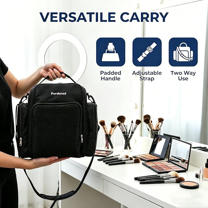 Multifunctional Travel Toiletry Bag With Jewelry Organizer,Portable Hanging Storage Bag With 4 Compartments,Large Capacity Makeup Case For Skincare & Bathroom Essentials (Black) - Image 3