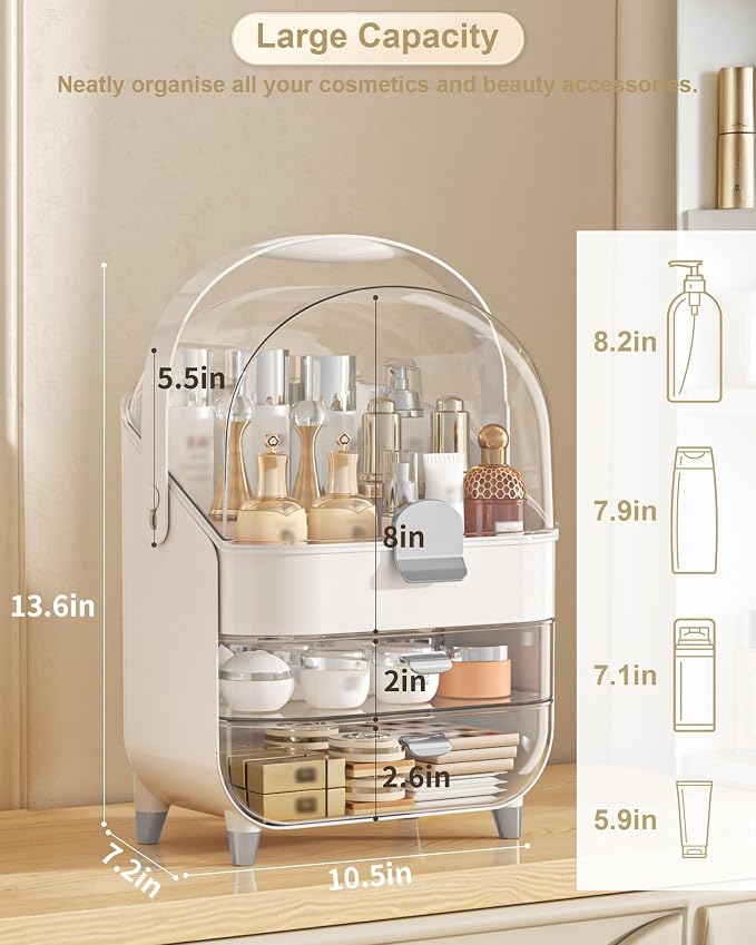 Anylady Makeup Organizer Countertop, Skincare Holder Bathroom Counter Organizer, Storage Box Cosmetic Display Cases, Teen Girl Gifts Make up Organizers for Vanity, Dresser - Image 2