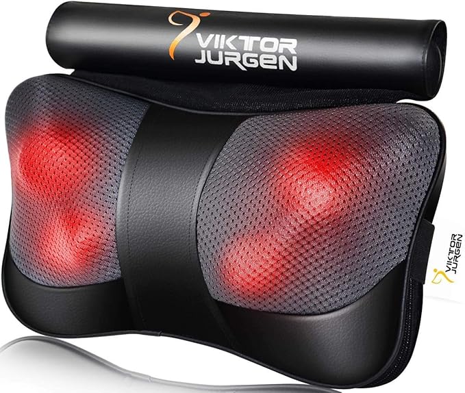 VIKTOR JURGEN Christmas Back Massager Gifts, Shiatsu Kneading Massager for Neck and Shoulder, Massage Pillow with Heat Relaxation Gifts for Women/Men/Dad/Mom/Fathers Day/Mothers Day