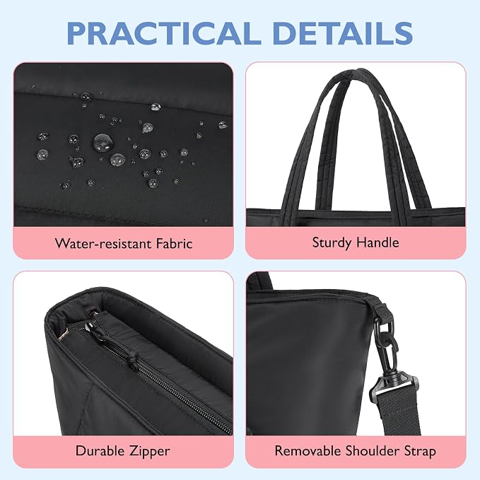 mommore Diaper Bag Tote with Stroller Organizer Puffer Bag Large Capacity Baby Bag with Changing Pad for Travel, Hospital - Image 6