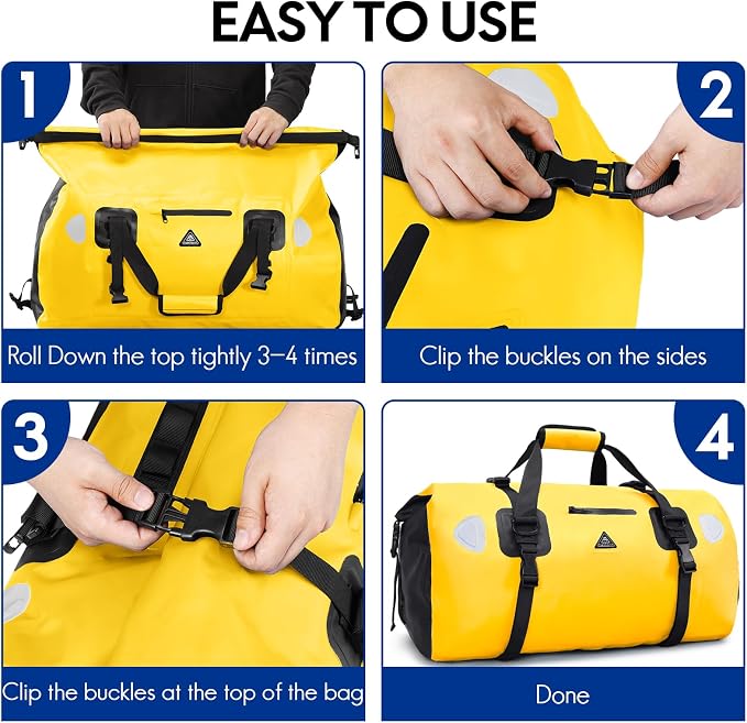 Haimont Waterproof Duffel Bag Roll-top Dry Duffel Bag with Quick-fixed Straps for Motorcycling, Rafting, Boating, SUP, Kayaking, Travel, 50L/70L - Image 5