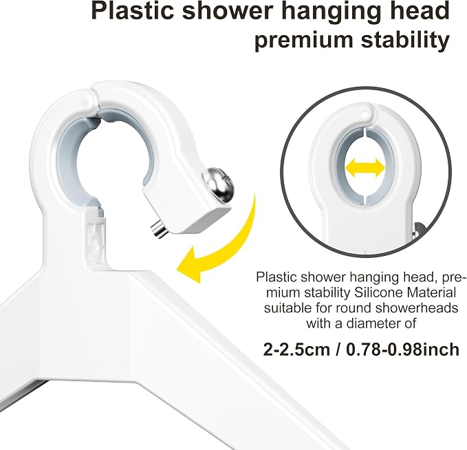 Orimade Adjustable Anti-slip Shower Caddy over Head, Rustproof Bathroom Hanging Shower Organizer with 2 Hooks for Razor, No Drilling Shower Shelves Storage Rack 3 Tier, White - Image 3
