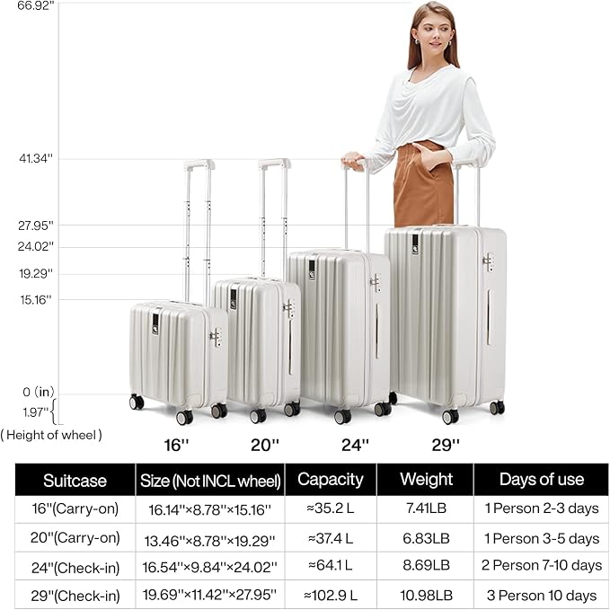 Hanke 29 Inch Luggage Suitcases With Spinner Wheels Lightweight PC hardside Rolling Suitcase With Travel Lock, Checked-Large 29-Inch(Bamboo Green) - Image 5