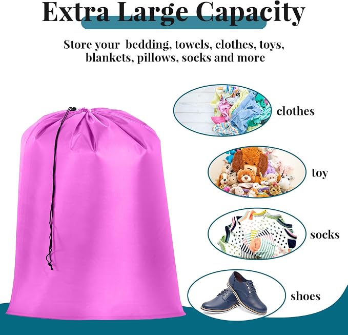 Woanger 12 Pack 28 x 45 Inch Extra Large Laundry Bags Bulk, Cute Colors | Washable Travel Laundry Bag with Drawstring Closure Large Dirty Clothes Organizer for College Dorm Home Hotel Camping - Image 5