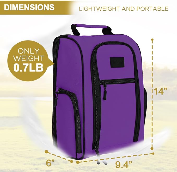 Goloni Golf Shoe Bag for Men Women, Ventilated Golf Shoe Bag with Side Pockets, Lightweight Portable Golf Shoe Carrier for Golf Shoes, Tees, Balls & Accessories,Purple - Image 5