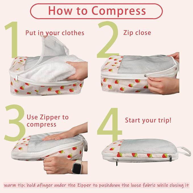 7 Pcs Compression Packing Cubes for Travel Luggage, Lightweight Suitcase Organizer Bags Set, Compression Packaging Cube for Travel Essentials, Packing Cubes for Carry on Suitcase - Image 2