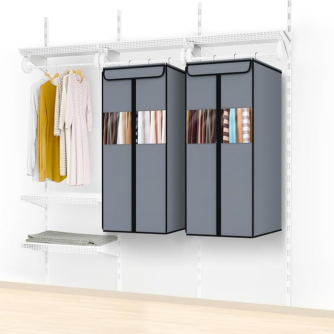 Zilink Garment Bags for Clothes Storage 40" Suit Bags for Closet Storage with Clear Window Space Saving Hanging Garment Bag for Suits, Shirts, Short Skirts, Grey, 2-Pack - Image 6