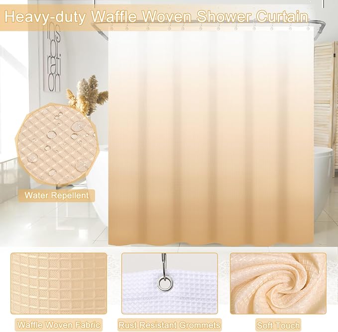 32PCS Bathroom Sets with Shower Curtain and Rugs Beige Bathroom Accessories Set Shower Curtain Set 3PCS Lotion Soap Dispenser Bathroom Accessories with Black Bathroom Decor - Image 5