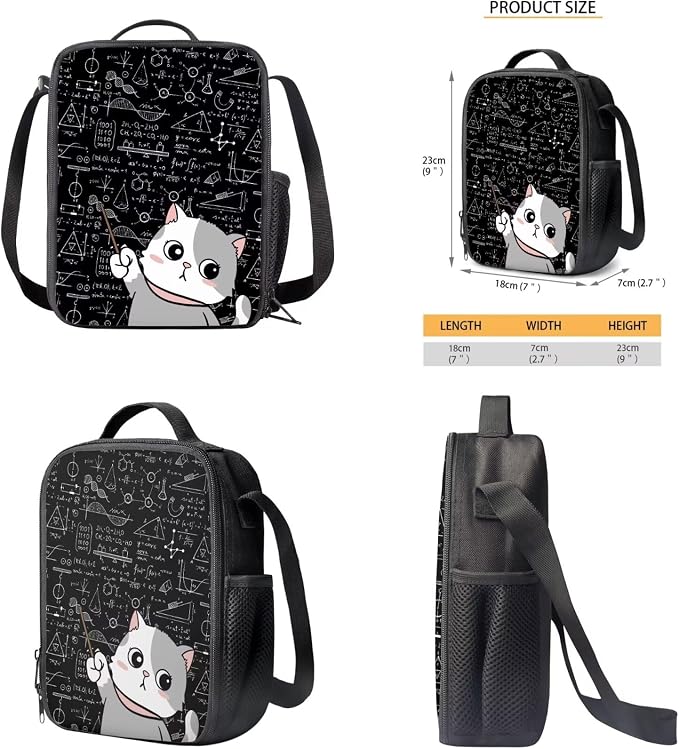 Cat Backpack for School Girls Backpack with Lunch Box Water Bottle Carrier with Strap and Kawaii Pencil Case 4 in 1 Cute Bookbag with Compartments 17 inch Large Elementary School Bag for Kids - Image 5