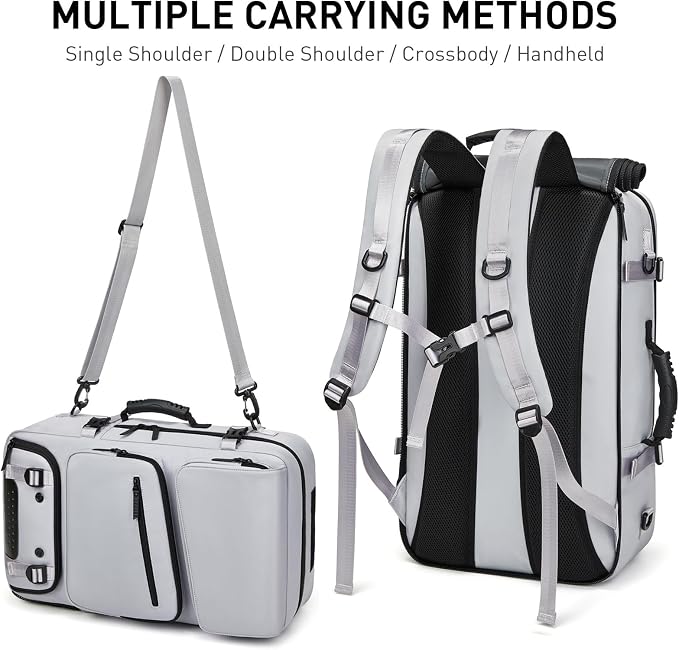 Backpack for Traveling On Airplane,Expandable Carry On Laptop Backpack for Men and Women,Outdoor Travel Bag,Grey - Image 6